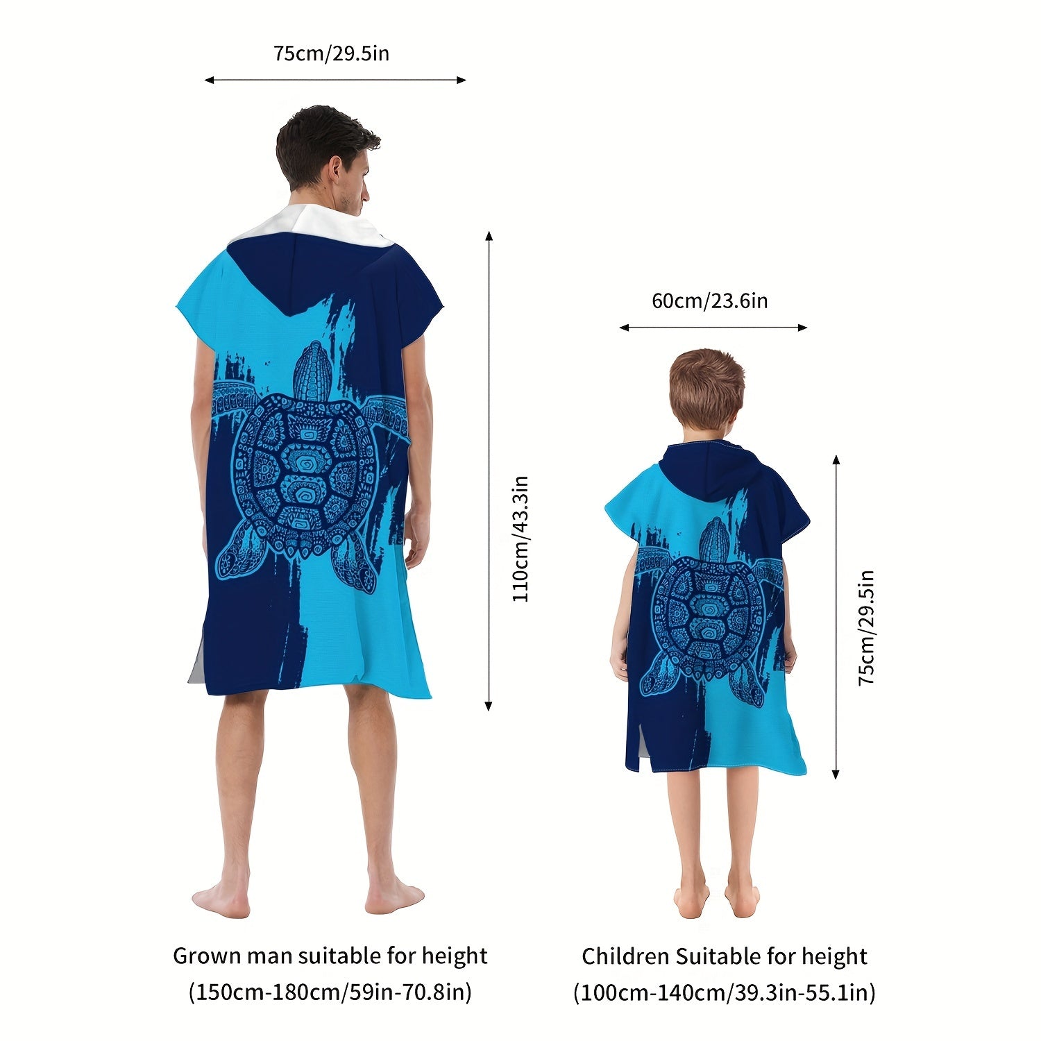 Microfiber Quick Drying Hooded Beach Bathrobe for Adults and Children
