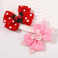 4pcs Sequin Mouse Bow Hair Clips for Girls