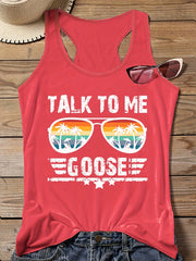 Tank Top Women's Slogan & Coconut Tree Sunglasses Print Vest Top