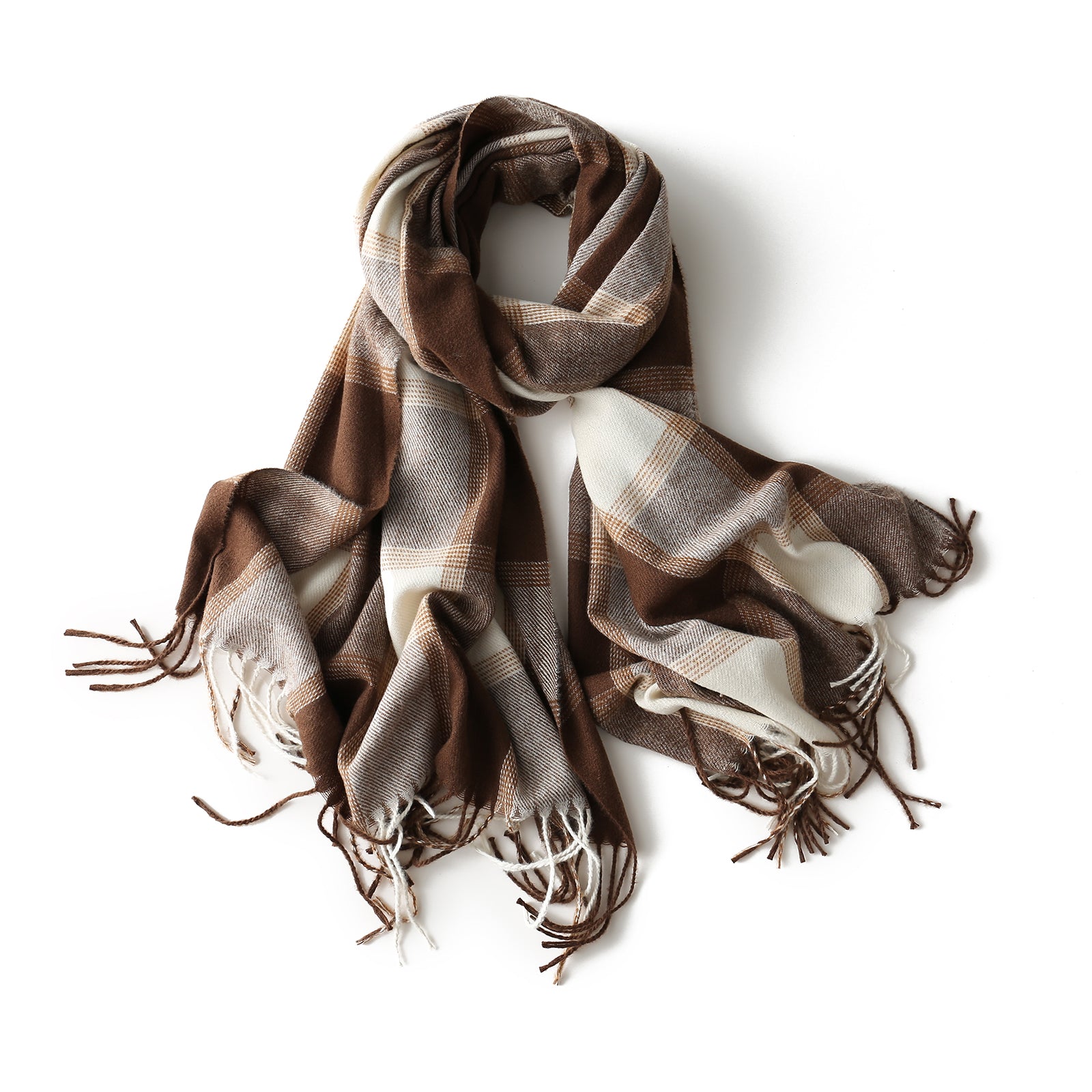 Plaid Pattern Tassel Scarf Windproof Warm Shawl Classic Thick Couple Scarves