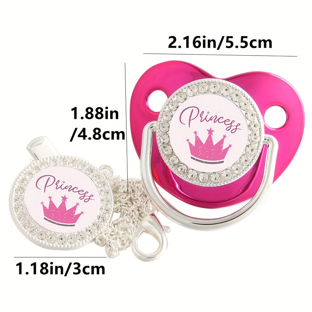 Crown Baby Pacifier with Chain Clip