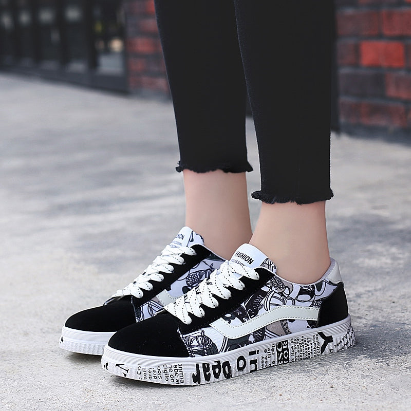 Women's Lace Up Canvas Board Sneakers Lightweight Low Top Sports Shoes