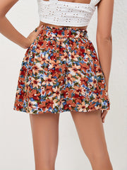 Floral Print Tie Front Skirt Boho Skirt For Spring & Summer