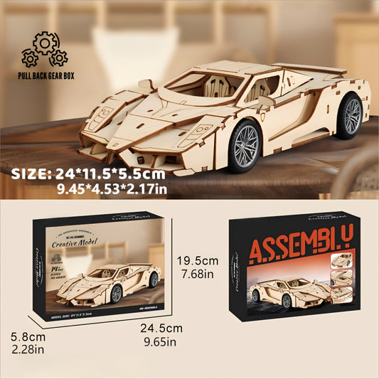 Wooden 3D Puzzle Car Set DIY Craft Kit - Ideal Hallow Gift