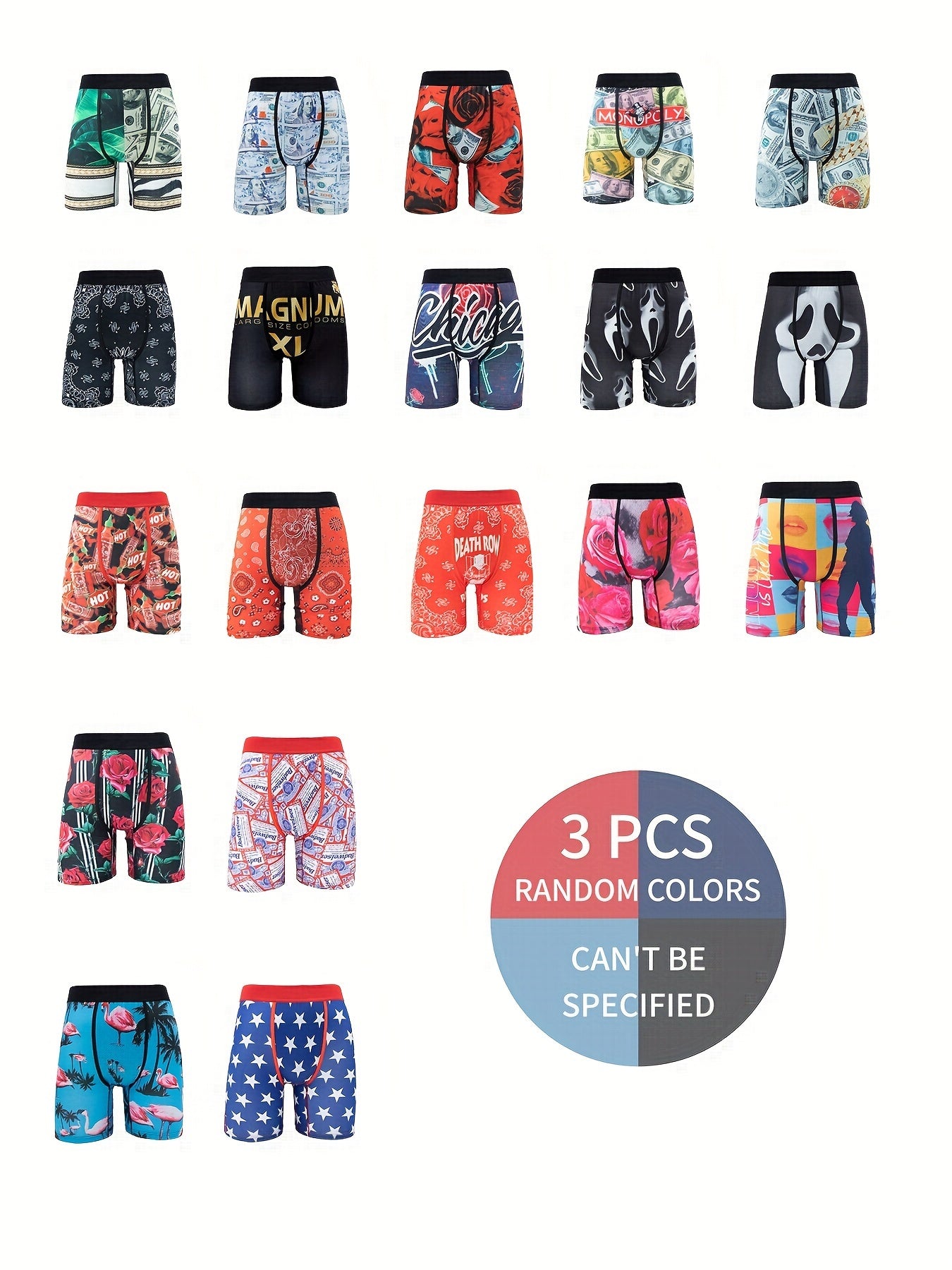 3pcs Men's High Stretch Boxer Briefs Breathable Shorts
