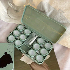 Portable Rabbit Lens Cases with Tweezers & Solution Bottle