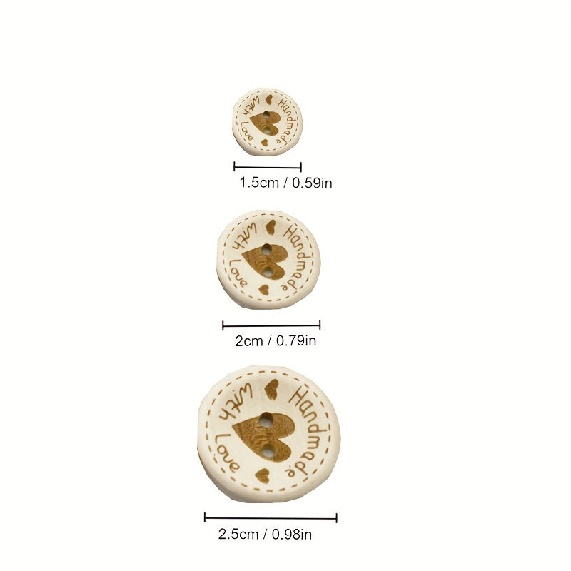 50pcs Heart Wood Buttons Sewing Scrapbooking Wooden Decorative