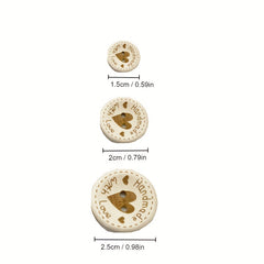 50pcs Heart Wood Buttons Sewing Scrapbooking Wooden Decorative