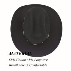 Classic Wide Brim Western Cowboy Hat with Buckle Belt