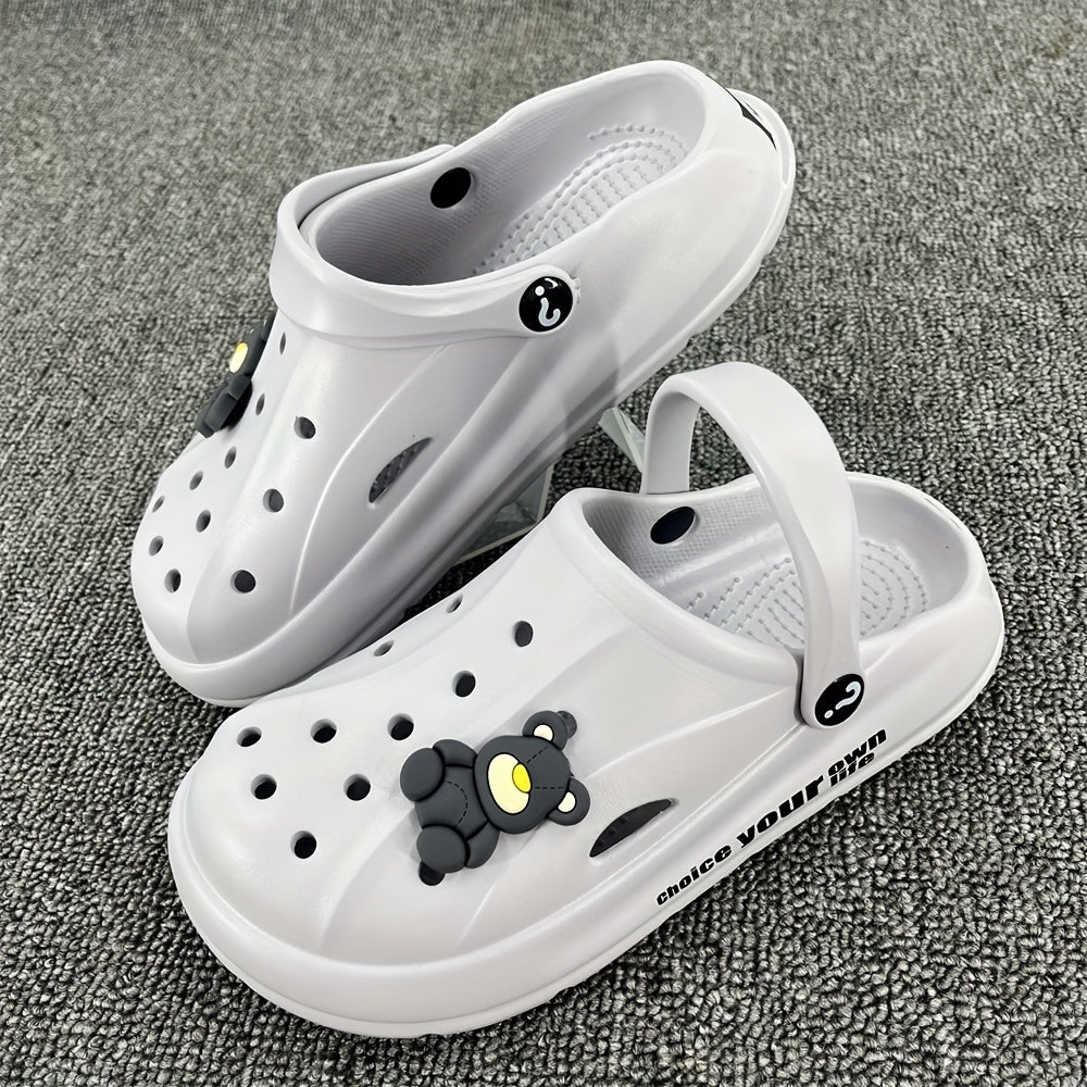 Women's Teddy Bear Platform Clogs Hollow Out Non Slip Slide Shoes