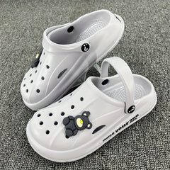 Women's Teddy Bear Platform Clogs Hollow Out Non Slip Slide Shoes