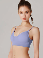 Women's V-Neck Ribbed Crop Cami Bra