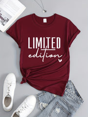 Letter Printed Round Neck T shirt Causal Short Sleeves Sports Running Tops