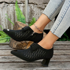 Women's Pointed Toe Low Heel Rhinestone Sandals