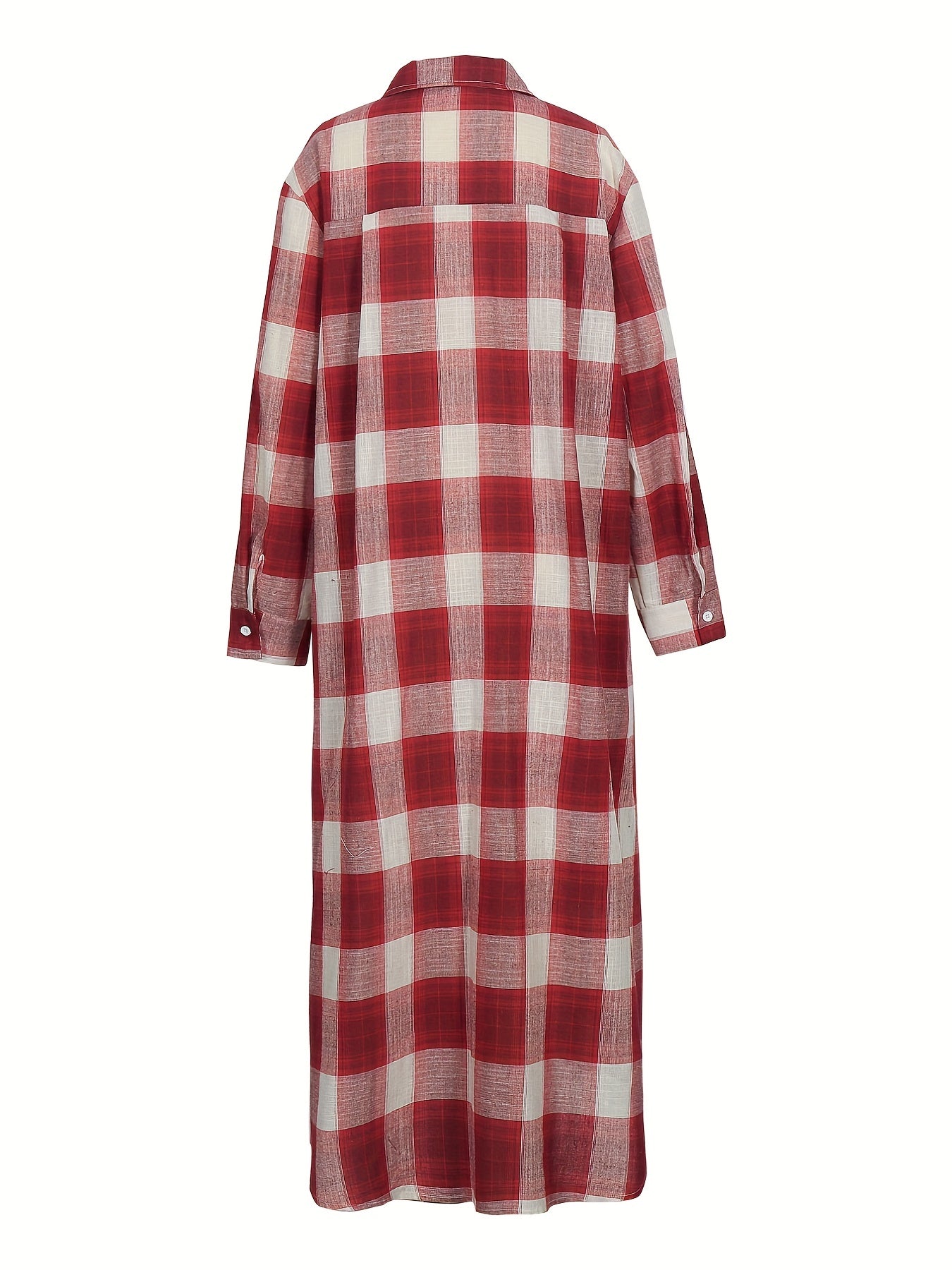 Gingham Print Polo Neck Shirt Dress
