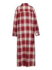 Gingham Print Polo Neck Shirt Dress