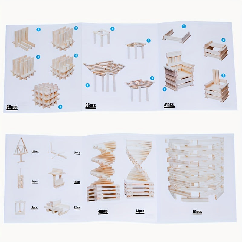 100pcs Wooden Shape Building Blocks Parent Child Interactive Game