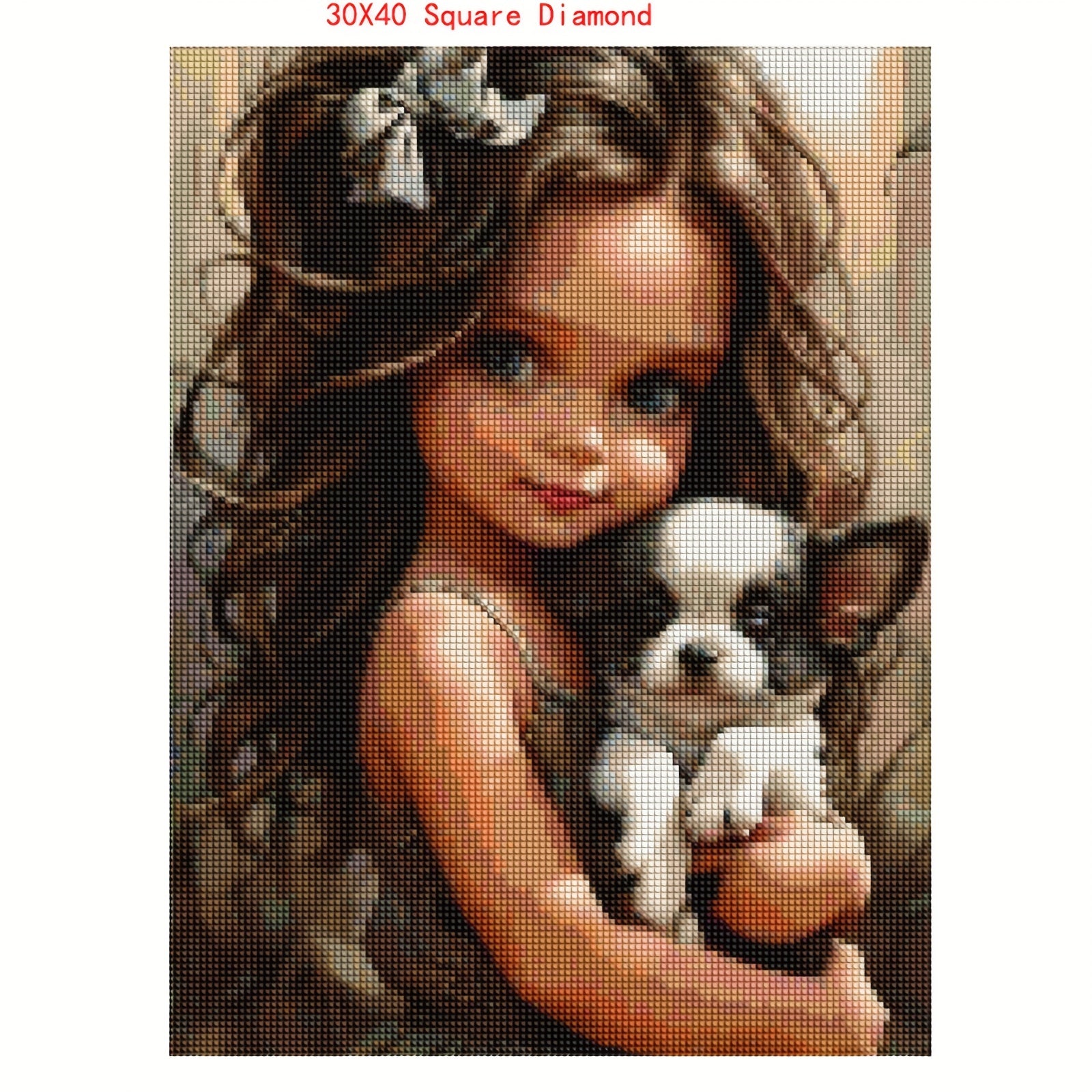 Girl and Dog Diamond Painting - Home Decor Mosaic Embroidery Kit