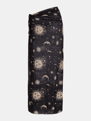 Moon & Sun Pattern Mesh Skirt Hippie Semi Sheer Skirt