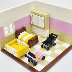 Children's Car Bed with Wardrobe, Trolley, Building Blocks Toy