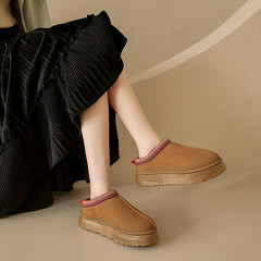Women's Slip On Round Toe Non-slip Thick Sole Thermal Lined Shoes