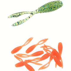 80pcs 3.0g Bionic Fishing Lures Split Tail Soft Worm Bait