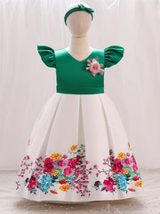 2pcs Baby Girls Floral Graphic Print Princess Dress Set