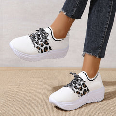 Leopard Stripe Flying Woven Sneakers Soft Sole Shoes