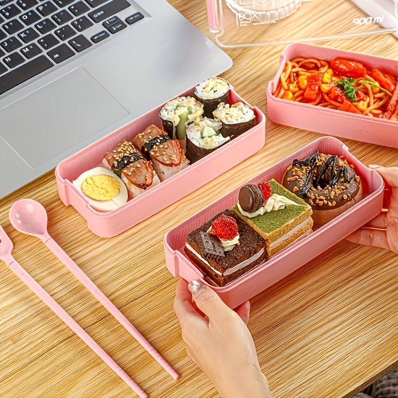 3-Tier Bento Box Lunch Box with Cutlery for Picnic & School