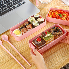 3-Tier Bento Box Lunch Box with Cutlery for Picnic & School