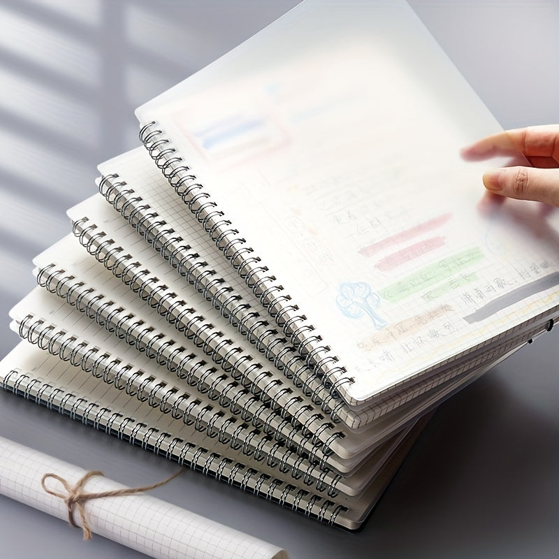 80 Sheets Coil Notebook PP Cover Horizontal Line Grid Hardcover Waterproof A5 B5