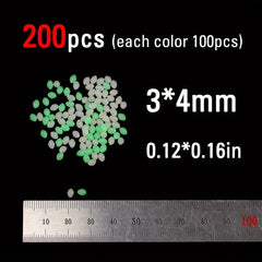 200pcs Luminous Fishing Beads Oval Fishing Beads Sea Fishing Tackles