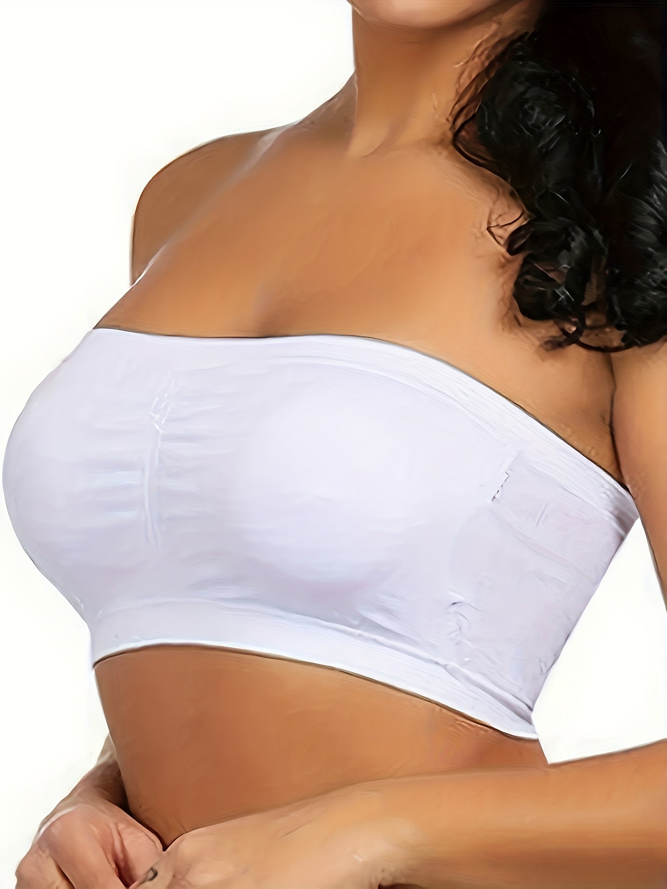 2 Pack Plus Size Bandeau Set Solid Tube Bra High Stretch