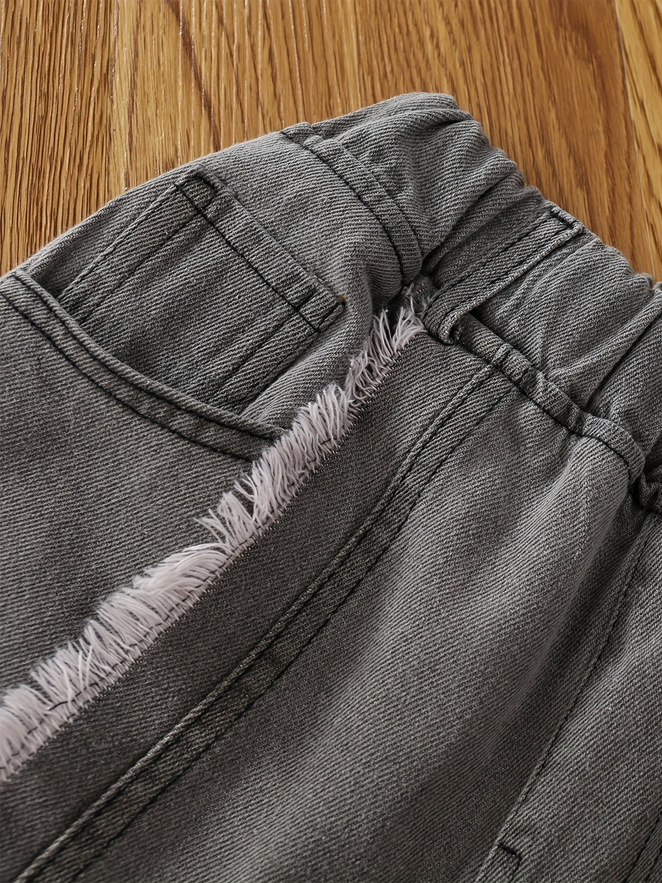 Girls Denim Shorts Elastic Waist Casual Loose Raw Trim Summer Clothes
