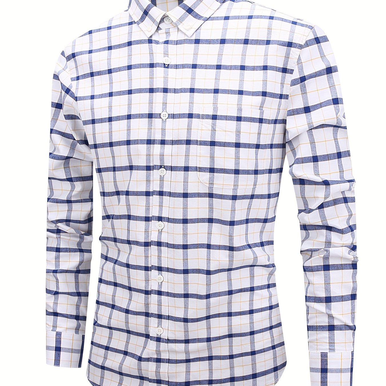 Plaid Print Casual Long Sleeve Shirt for Men