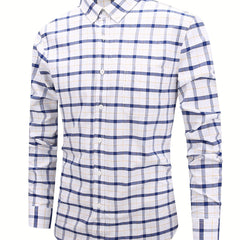 Plaid Print Casual Long Sleeve Shirt for Men