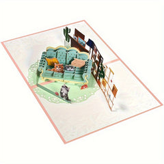 3D Pop Up Birthday Card Cats At Sofa Funny Birthday Cards For Friends And Family