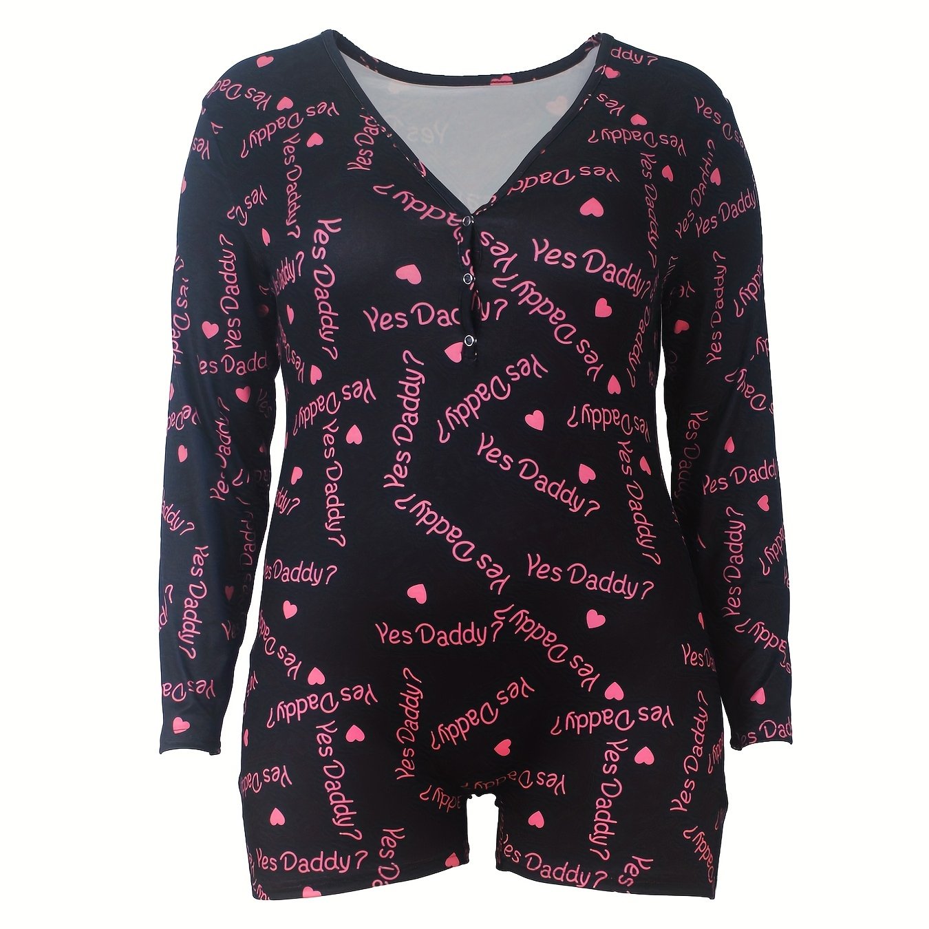 Loungewear Romper Women's Heart Print Long Sleeve