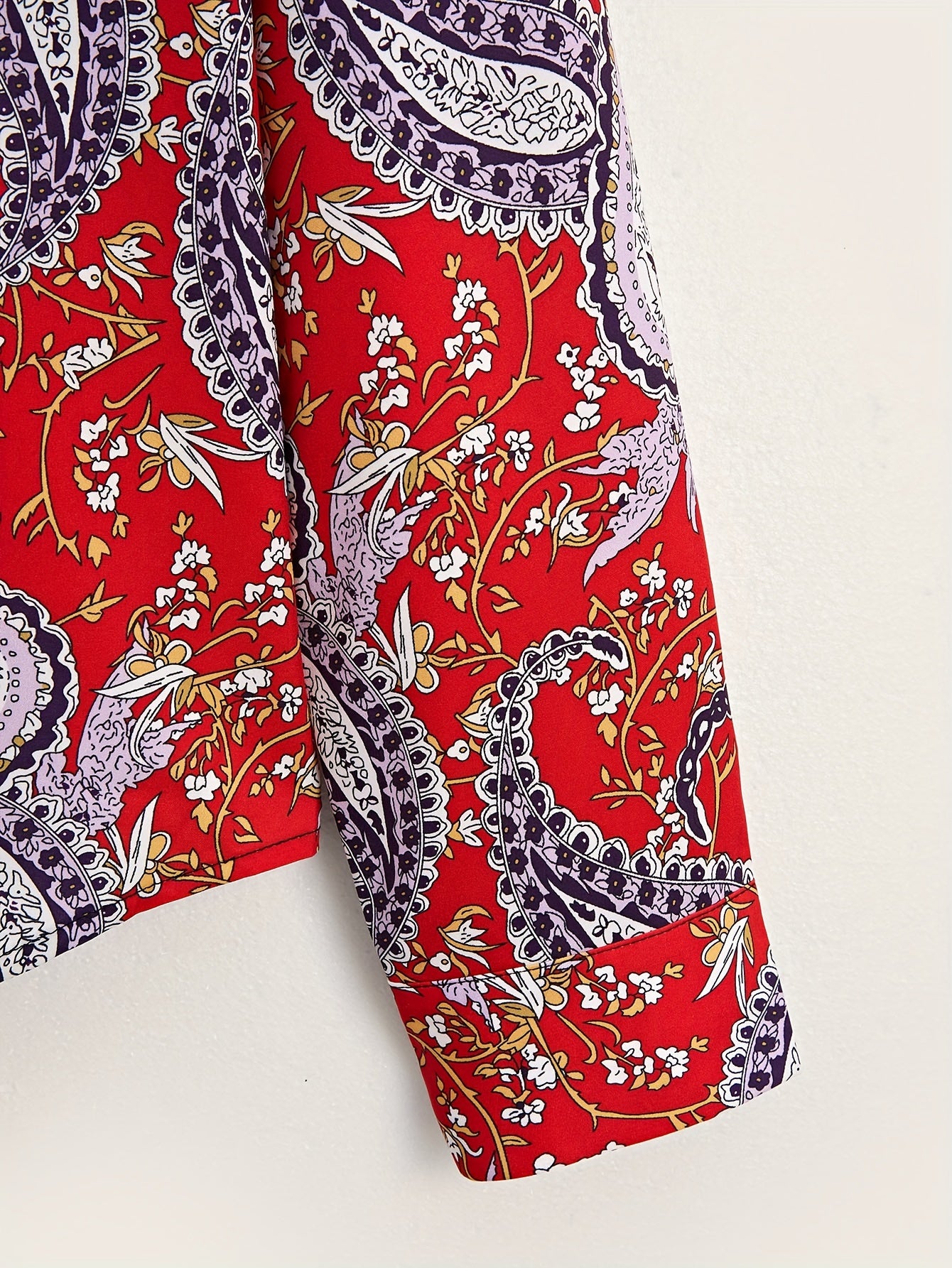 Paisley Pattern Men's Red Shirt Long Sleeve Autumn Wear