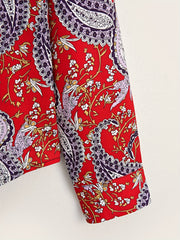 Paisley Pattern Men's Red Shirt Long Sleeve Autumn Wear