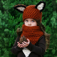 Kids Cartoon Squirrel Hat & Scarf Set