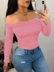 Off Shoulder Slim Sweater Long Sleeve Casual