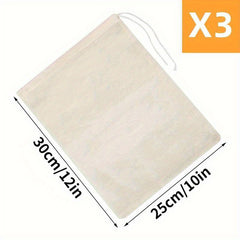 3pcs Reusable Cotton Cloth Bags for Filtered Coffee Nut Milk