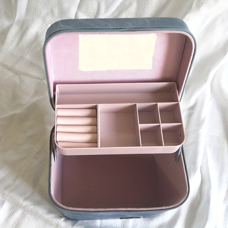 Large Travel Makeup Organizer Bag with Jewelry and Toiletry Compartments