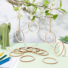 30pcs 75mm Natural Wood Rings Circle Ornaments for Painting Christmas Decor