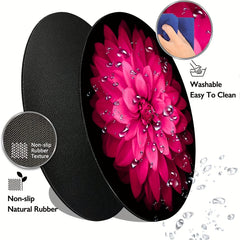 Pink Lotus Flower Textured Mouse Pad Non Slip Rubber Base
