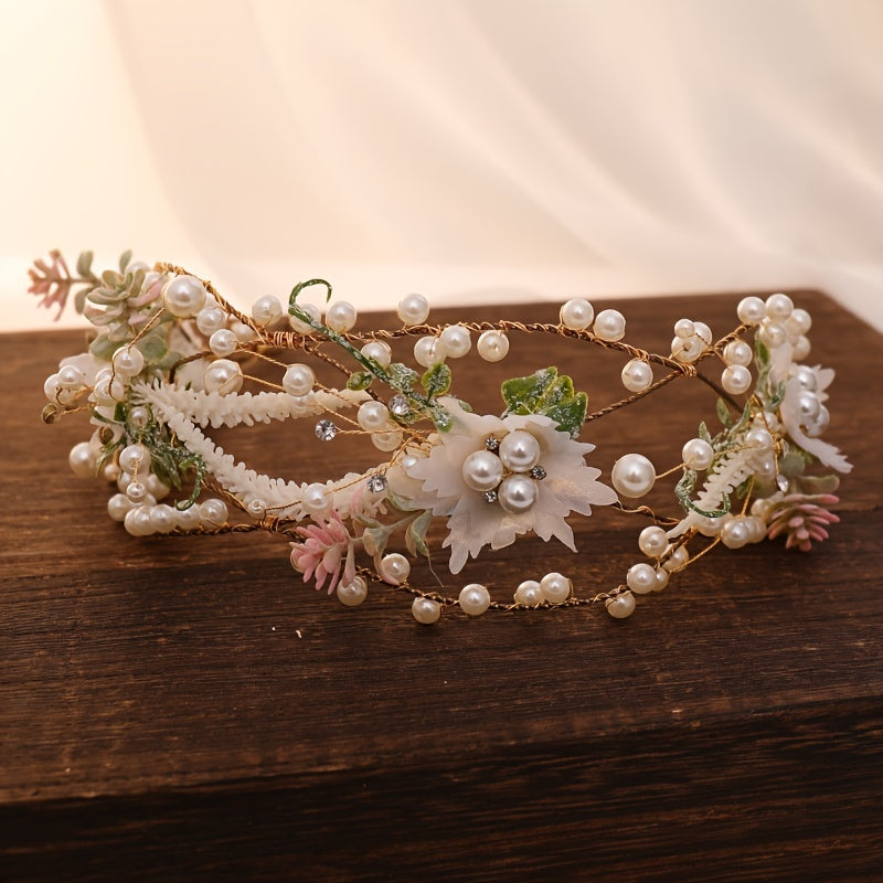 Faux Pearl Flower Leaf Headband Hairband Tiara Wedding Bridal Hair Accessories