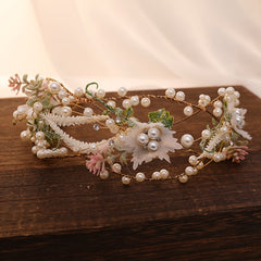 Faux Pearl Flower Leaf Headband Hairband Tiara Wedding Bridal Hair Accessories