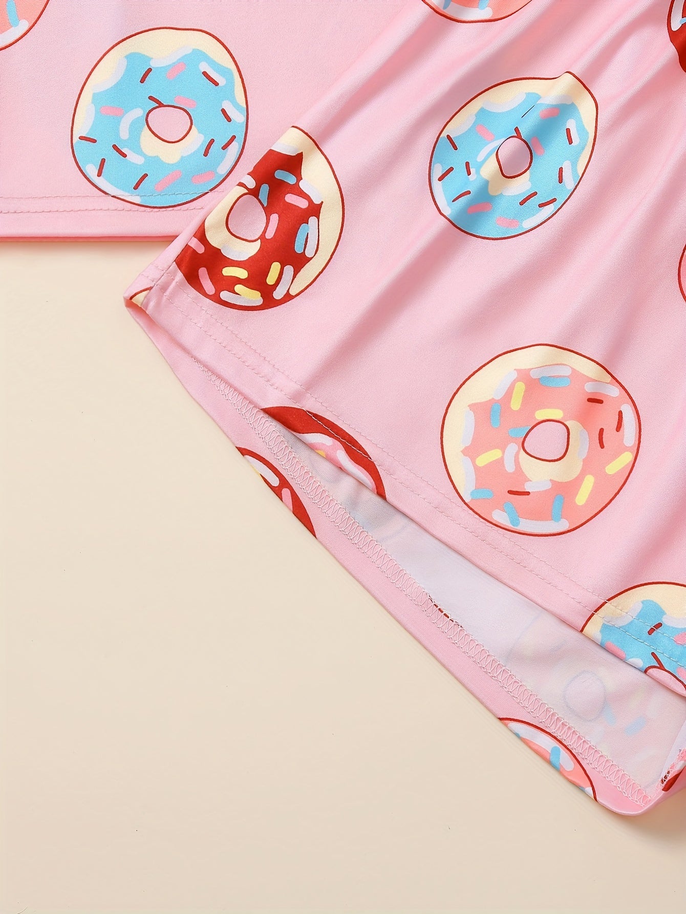 Donut Print Pajama Set Short Sleeve & Shorts