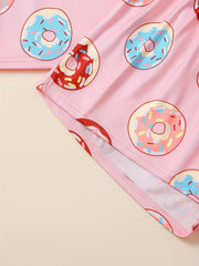 Donut Print Pajama Set Short Sleeve & Shorts